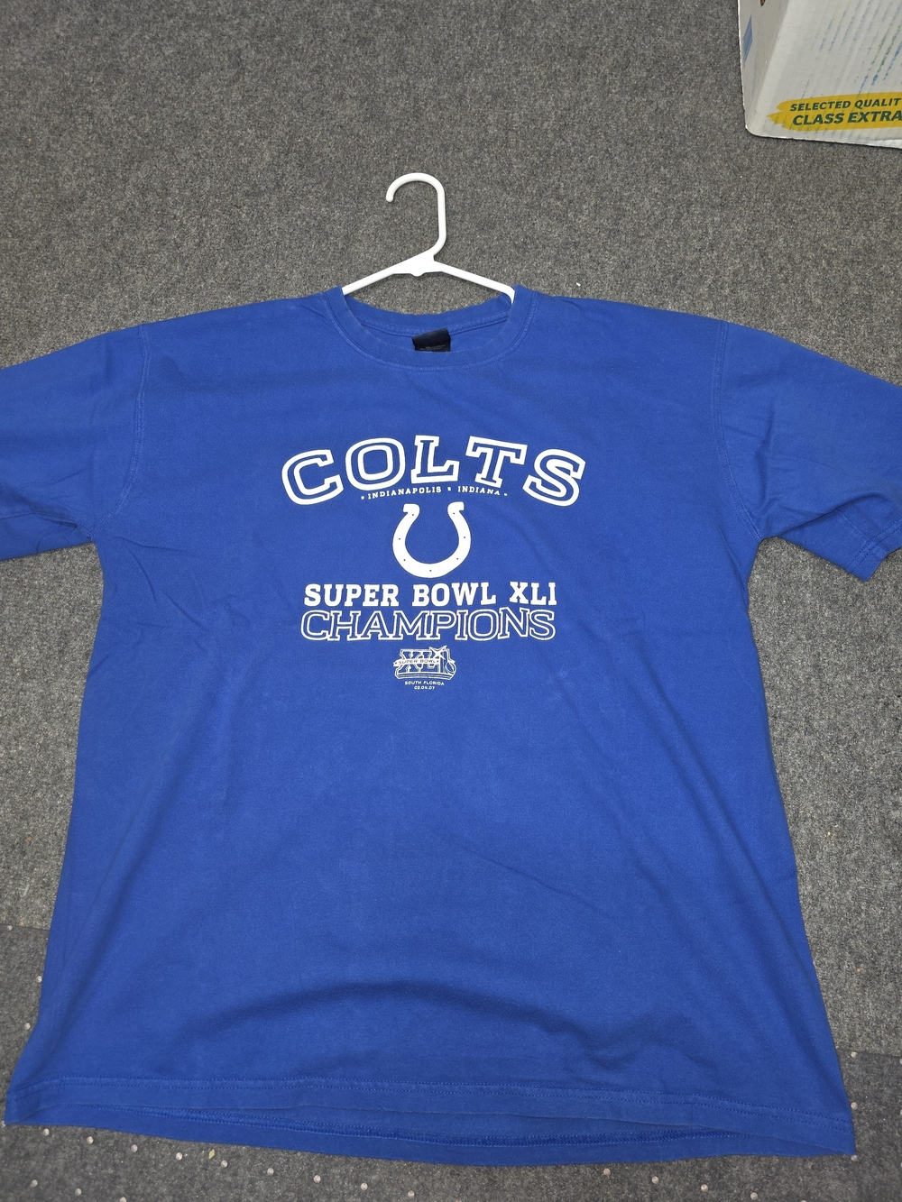 Royal Blue Colts Super Bowl Champions Tee with White Graphics